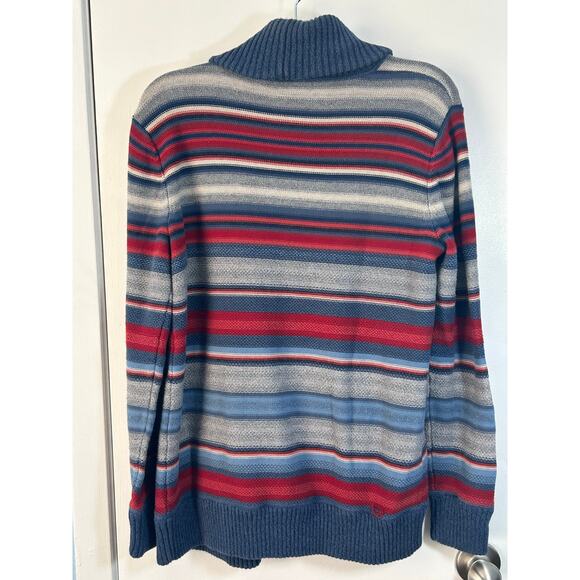 Vintage Lauren Jeans Co Cardigan Sweater Large Blue Red Striped Cabin Core - Picture 5 of 6
